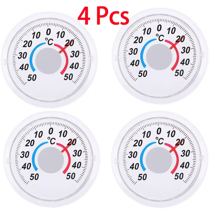 Round Plastic Outdoor Indoor Door Window Thermometer with Pointer - Humidity Temperature Measurement Tool Hygrometer Home Garden
