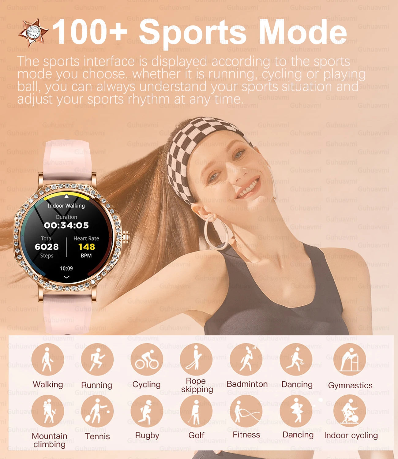 Luxury Women's Smartwatches Diamond Dial Fashion Smart Watch Heart Rate Monitor Sleep Tracking IP67 Waterproof For Android & IOS