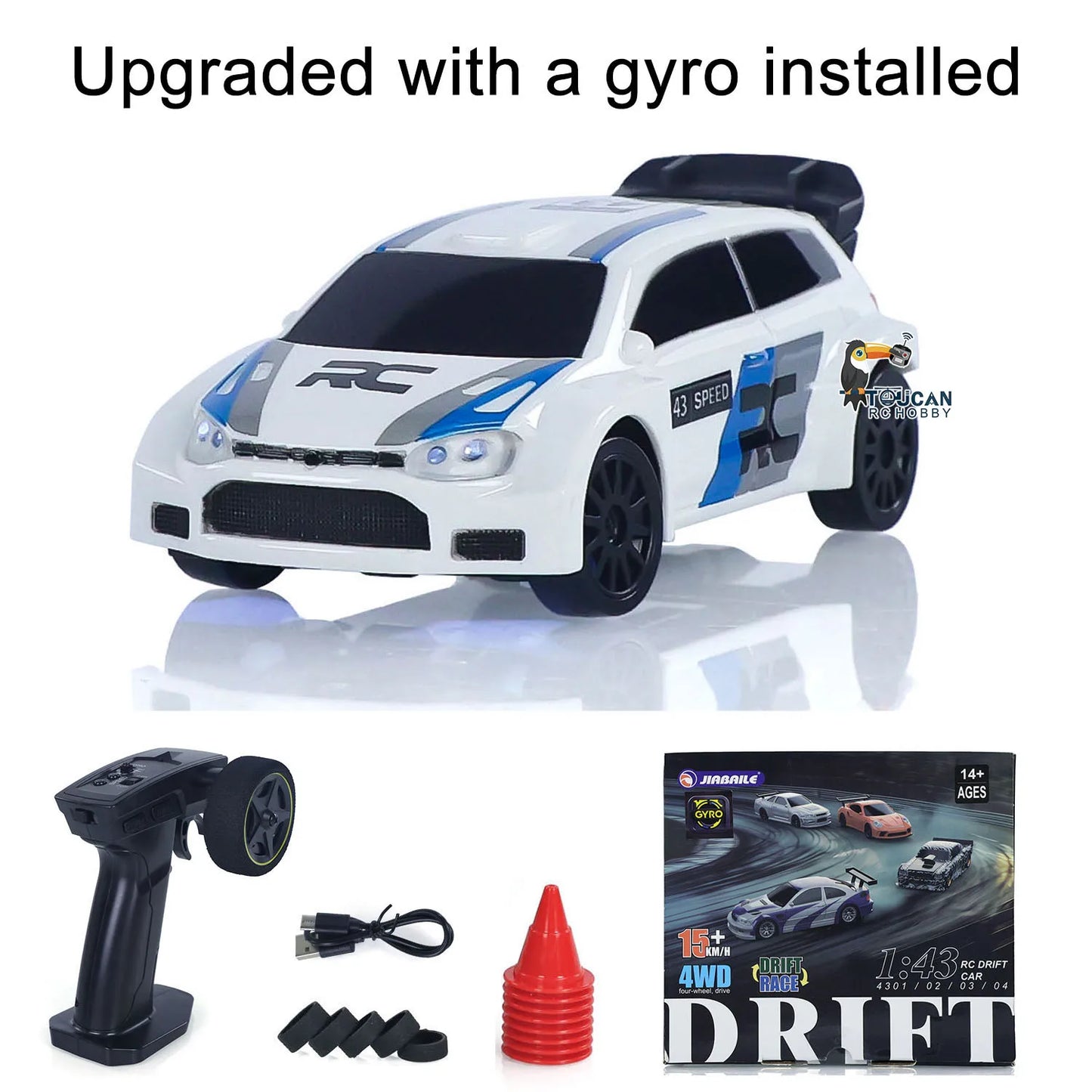 New RC Drift Car, Upgraded Gyro 1/43 Racing RTR 4WD Four-wheel Drive High Speed Radio Control Model 2.4g, Drift Race Car Mini Gift