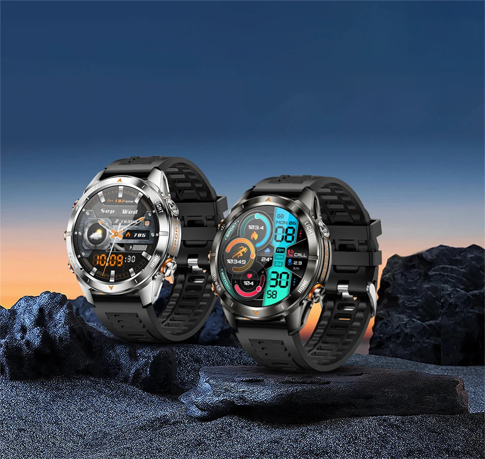 New Outdoor Sport Smart Watch, For Men, 1.46" AMOLED Screen LED, Flashlight, 515mAh Battery, 10ATM Waterproof, Bluetooth Call Smartwatch