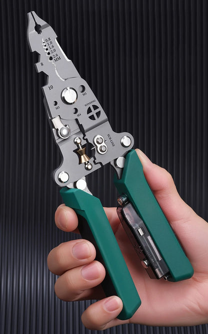 Multifunctional Wire Stripper with Electrical Test Pen, Foldable Cable Cutter, Crimper Tool, Electrical Folding Pliers for Cutting