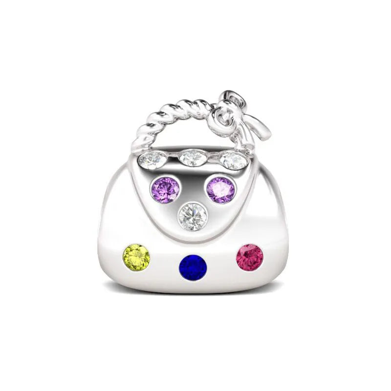 Pink Bead Bag Perfume Lipstick high heels Pendant fit Original Bracelet Accessories DIY Jewelry Women 925Silver Gift Trunk Charm