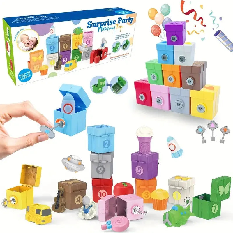 Montessori Train/Surprise Party Gift Set: Toddler Learning Toys, Counting & Sorting Toys, Fine Motor Finger Puppet Games for Kids