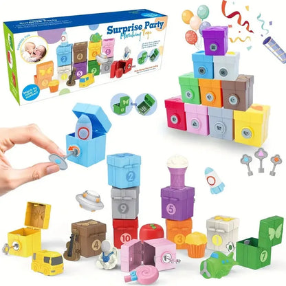 Montessori Train/Surprise Party Gift Set: Toddler Learning Toys, Counting & Sorting Toys, Fine Motor Finger Puppet Games for Kids
