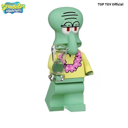 SpongeBob SquarePants Big Star Krabby Patty Burger King Anime People Cartoon Anime Small Particle People Assembly Toy Model Gift