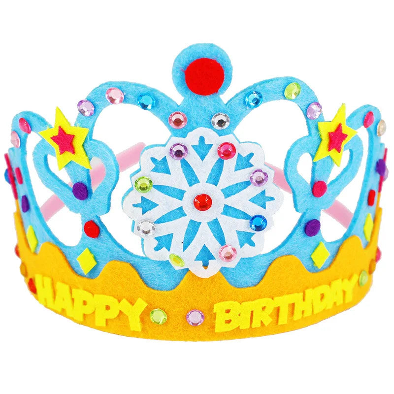 Children's Handmade DIY Crown Headwear Non-woven Kindergarten Creative Craft Material Kit Kids Birthday Gift