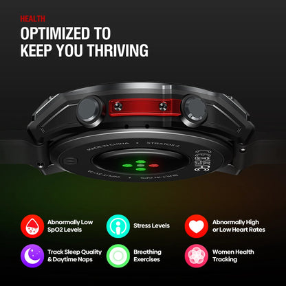 NEW Zeblaze Stratos 4 GPS Smartwatch, 1.43" AMOLED Screen Compass Barometric Altimeter Flashlight Voice Calling Smart Watch