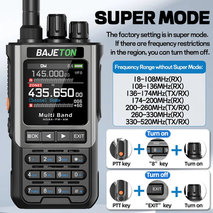 BAJETON BJ-8300 Walkie Talkie 10W Tri Power SW MW LW AM SSB CB Receive Wireless Bluetooth Phone Programming NOAA Two Way Radio