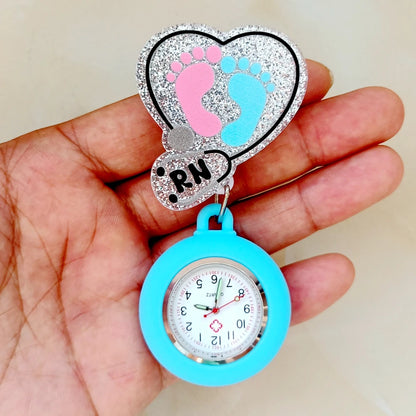 Hospital Health Care Shiny Heart Medical Icons Cartoon Lovely Nurse Doctor Clip Pocket Watches Hang Clock Gift Watch