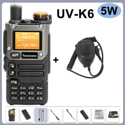 Quansheng UV-K6 Walkie Talkie 5W Radio de banda aérea Carga tipo C UHF VHF DTMF FM Scrambler NOAA Frecuencia inalámbrica Radio CB de dos vías