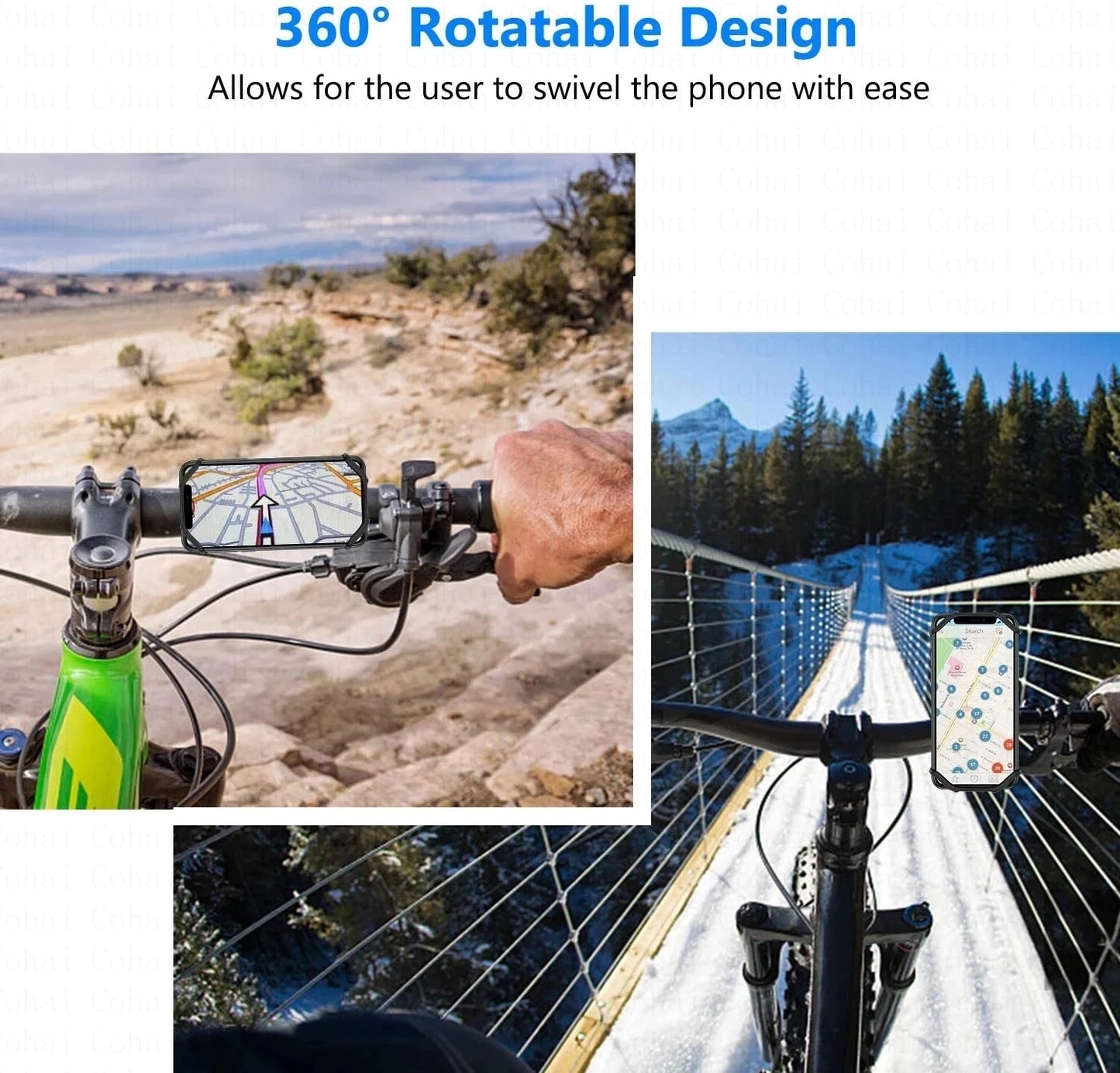Silicone Bicycle Phone Holder Universal Bike Motorcycle Mobile Phone Stand Handlebar Clip Bracket for 4 to 6.5 inch Cell Phone