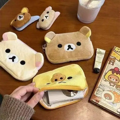 Kawaii Rilakkuma Coin Purse Wallet, Creative Peripheral Korilakkuma CCD Storage Card Bag, Couple Birthday Small Storage Bag Gifts