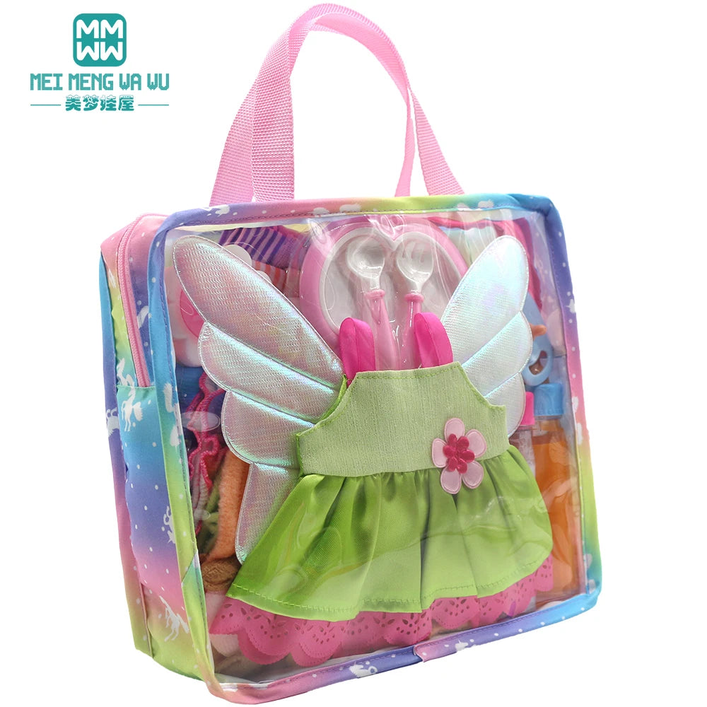 Doll accessories for 15-17 inch newborn doll backpack, seat towel, blanket, toy diaper, panties bag