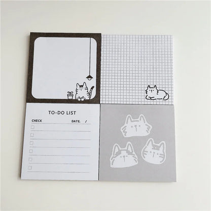 50Sheets, Cartoon Brief Strokes, Cute Cat Memo Pad, Simple Style Kawaii Message Paper, Student To Do List Notes, School Stationery