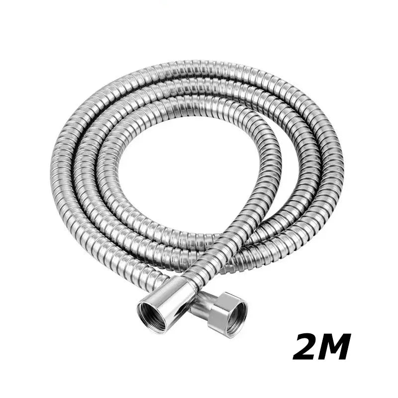 SUS 304 1.5/2M, Black/silver Flexible Shower Hose, Long Bathroom Shower Pipe Extension, Water Pipe Pull Pipe Bathroom Accessories