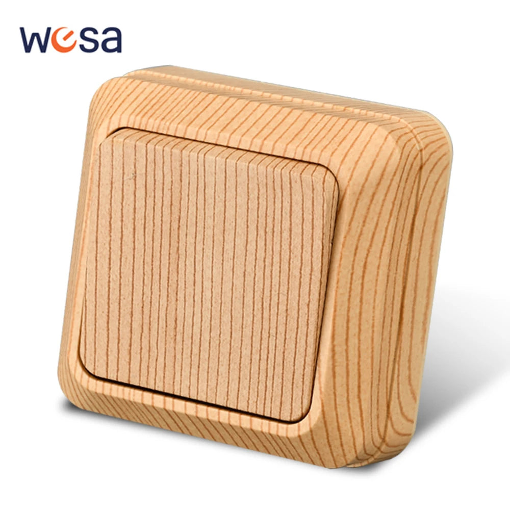 Wood Paint Wall Surface 2 Sockets Plugs EU Exterior Electrical Outlets With Ground Outdoor Power Socket Flame Retardant Plastic