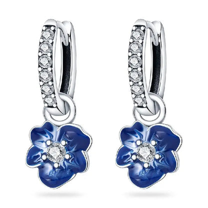 925 Sterling Silver Moon Universe Starry Sky Series Charm Earrings Women Blue Shiny Zircon Daily Wear Jewelry