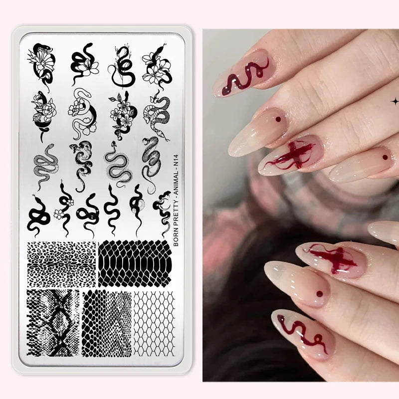 BORN PRETTY Stamping Plate Snowflake Winter Christmas Flower Snakes Design For Nail Polish Printing Template Tools Supplies