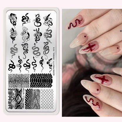 BORN PRETTY Stamping Plate Snowflake Winter Christmas Flower Snakes Design For Nail Polish Printing Template Tools Supplies