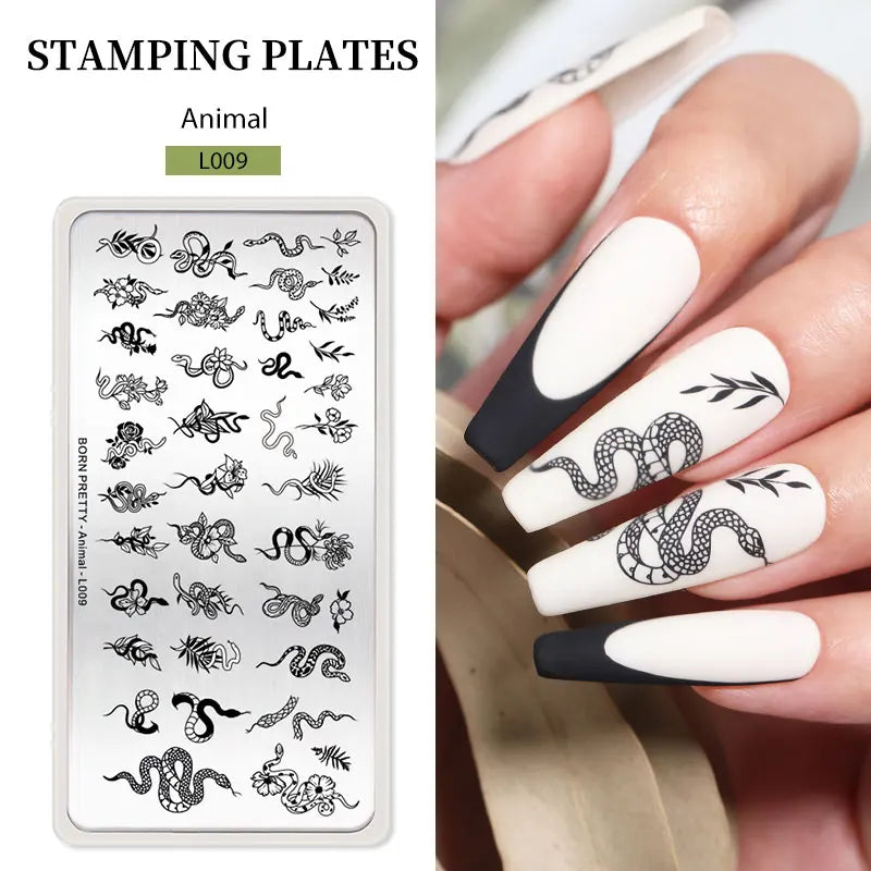 BORN PRETTY Stamping Plate Snowflake Winter Christmas Flower Snakes Design For Nail Polish Printing Template Tools Supplies
