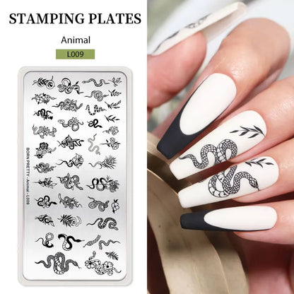 BORN PRETTY Stamping Plate Snowflake Winter Christmas Flower Snakes Design For Nail Polish Printing Template Tools Supplies