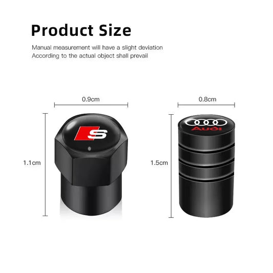 4PCS is suitable for metal wheels, tires, valve markings, and modified accessories of Audi RS SLine S TT A3 A4 A5 A7 A8 A1 A2 A6