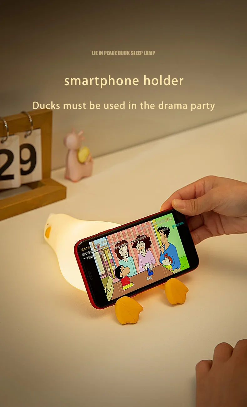 Rechargeable LED Night Light Cute Duck Silicone Patting Lamp Nursery Children Nightlights Home Bedside Room Decor Birthday Gift