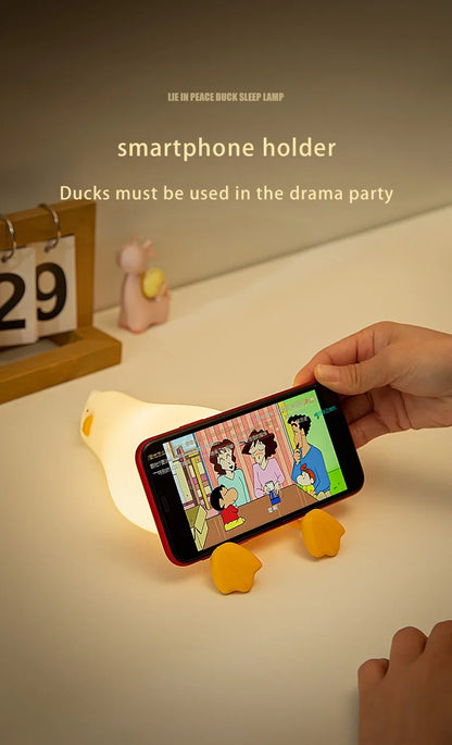 Rechargeable LED Night Light Cute Duck Silicone Patting Lamp Nursery Children Nightlights Home Bedside Room Decor Birthday Gift