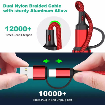5 in 1 PD USB Fast Charging Cable For iPhone 14 13 12 Xiaomi Android Micro USB Type-C Phone Charger Multi-ports Data Cable