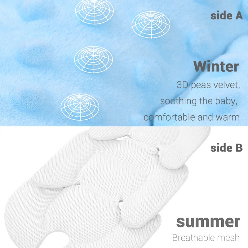 Four Seasons Baby Stroller Cushion Infant Car Seat Insert Stroller Pad Universal Thermal Mattress Mesh Breathable Reversible