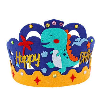 4 Pcs Creative DIY Handmade Toys Crown Hat Princess Tiara Cartoon Kindergarten Educational Art Craft EVA Paper Kids Party Gifts