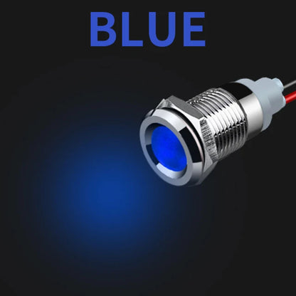 6mm 8mm 10mm 12mm 14mm Metal LED Warning Indicator Light Signal Lamp Pilot Wire 3-6V 12-24V 220V Waterproof IP65 Red Green Blue