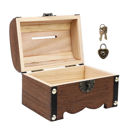 Classic Treasure Chest Savings Box with Secure Lock for Home Ornamentation