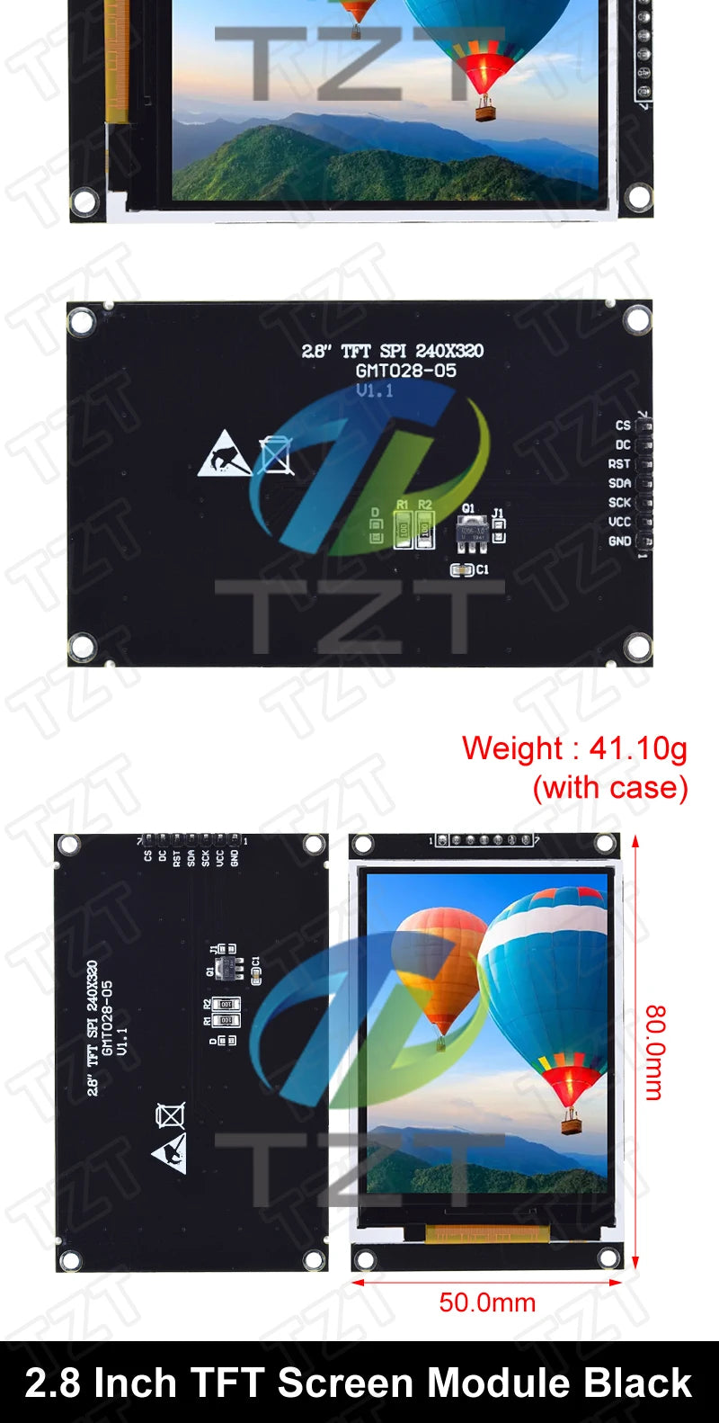 TZT 1.77/2.0/2.4/2.8 Inch TFT Color Screen LCD Display Module Drive ST7735 ST7789 Interface SPI 128*128 240*320