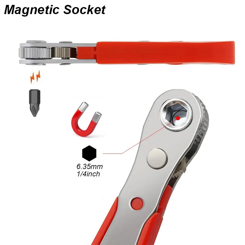Right Angle Ratchet Wrench Screwdriver Socket Nut Set Metric Screwdriver Bit 1/4 Hexagon Handle Drive Torx Slot Hand Tool 90