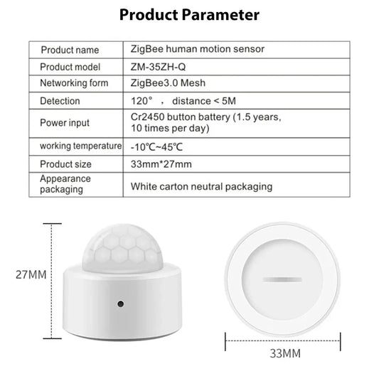 Sensor de movimiento humano Tuya Zigbee, sensor de movimiento PIR para el hogar inteligente, detector infrarrojo, seguridad Smart Life, funciona con Alexa, requiere pasarela