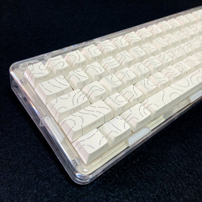 Contour Lines Translucent Keycaps Side Engraving Cherry Profile Black White Key Cap 60 70 80 90 100 Layout Mechanical Keyboard