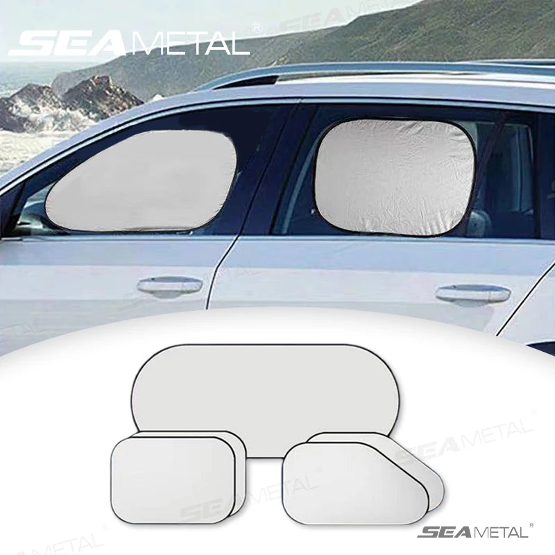Car Sun Shade UV Protector, Reflective Fabric Car Window Sunshade, Front Rear Back Window Sun Visor, Summer UV Protection, SEAMETAL
