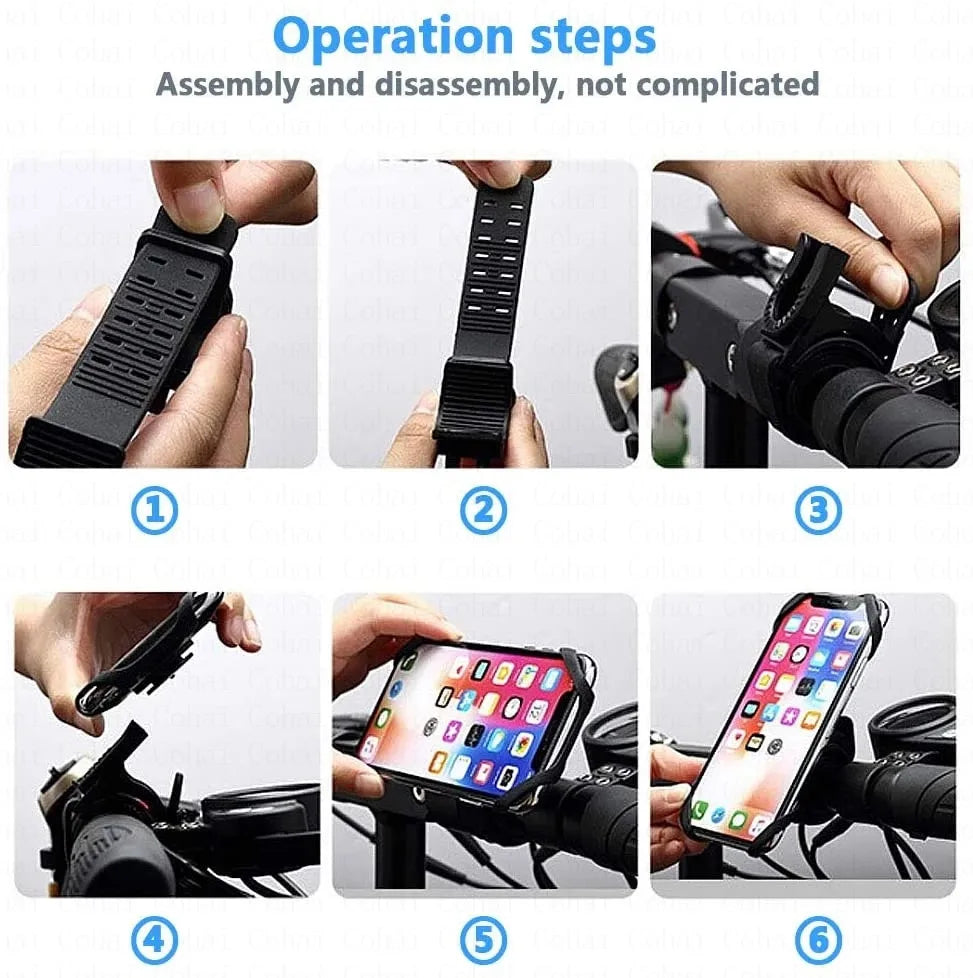 Silicone Bicycle Phone Holder Universal Bike Motorcycle Mobile Phone Stand Handlebar Clip Bracket for 4 to 6.5 inch Cell Phone