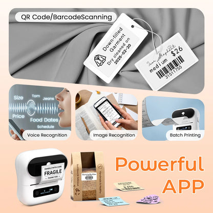Zodzi M220 Label Printer 75mm Thermal Label Maker for Barcode Address Labeling Mailing File Folder Labels for Phone & PC