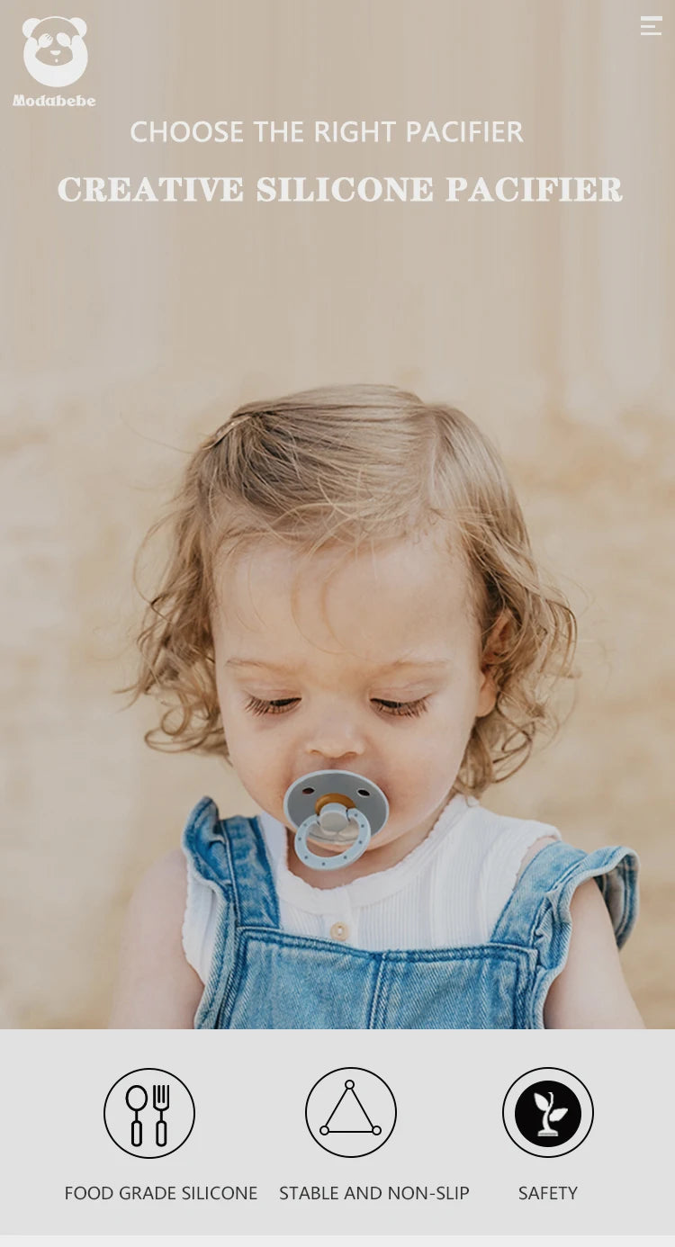 Silicone Baby Pacifier, Food Grade Silicone, Newborn Soother Solid Color Dummies Silicone Nipple For Bebe, 2PCS, Modabebe