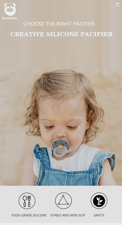 Silicone Baby Pacifier, Food Grade Silicone, Newborn Soother Solid Color Dummies Silicone Nipple For Bebe, 2PCS, Modabebe