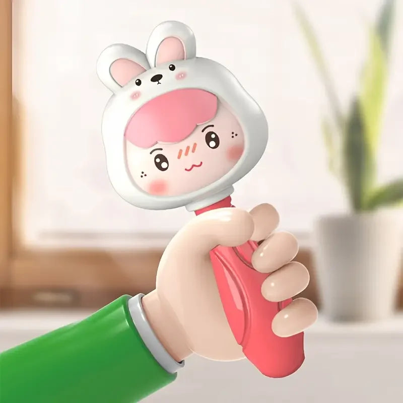 Cartoon Rattle, Newborn Sensory Grasp Toy, Chew-Safe Early Ed Handbell for Xmas & Bday Bite and Chew Toy Festival Gifts