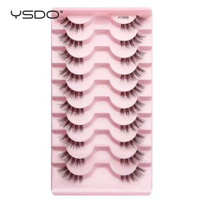 YSDO 5/10 Pairs Half Lashes Cat Eyelashes Soft Natural Clear Band False Lashes Natural Wispy Faux 3d Mink Eyelashes Makeup Tools