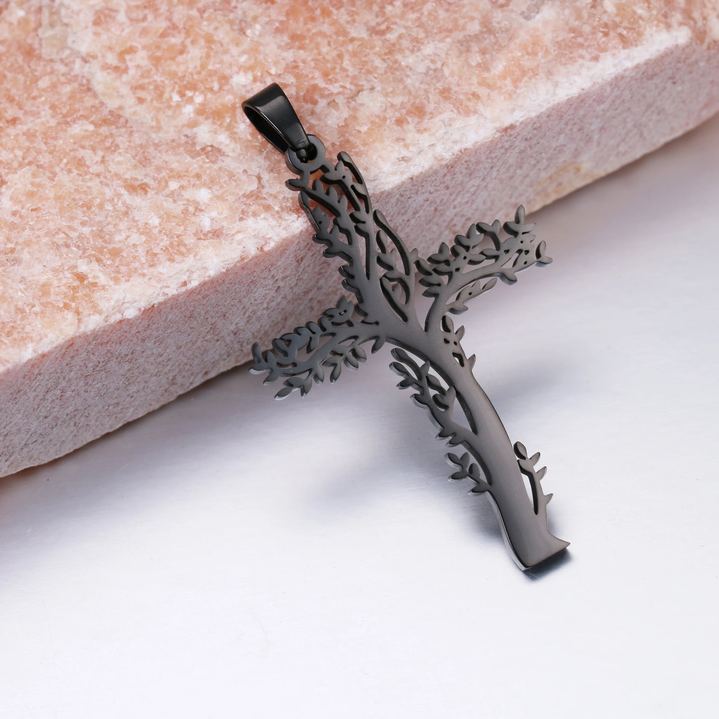100% Stainless Steel Christian Jesus Cross Pendants Religion Cross Tree of Life Charms For Jewelry Prayer Baptism Gifts