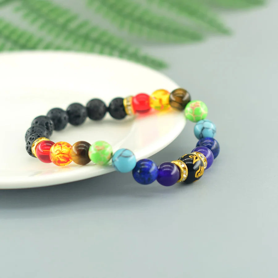 7 Chakra Bracelet Men Women Natural Crystal Healing Anxiety Jewelry Mandala Yoga Meditation Bracelet Rainbow 7 Color Bracelet