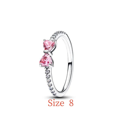 New 925 Silver bow Heart-shaped Ring Necklace Suitable for Valentine's Day,Holiday Gifts for Women DIY High-end ,Fashion Jewelry