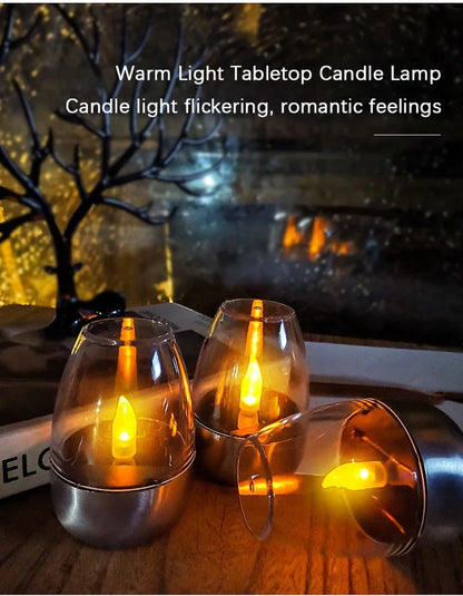 LED Solar Candles Light Flameless Rechargeable Night Light For Wedding Party Garden Decor, Outdoor Waterproof Solar Candles Lamp