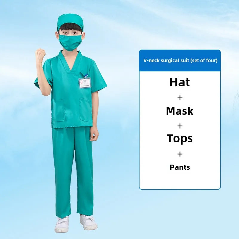 Children's, Men's, and Women's Retro Dance Clothes, Children's White Lab Coat, and Small Doctor's Surgical Clothes. Cosplay Costumes