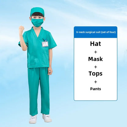 Children's, Men's, and Women's Retro Dance Clothes, Children's White Lab Coat, and Small Doctor's Surgical Clothes. Cosplay Costumes